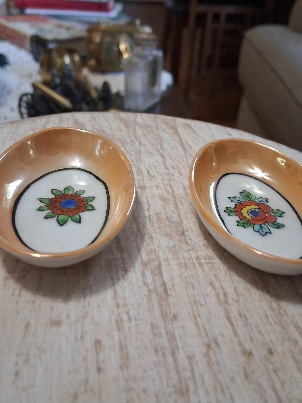 Vintage Set Of 2 Noritake Lustre-glaze Trinket Dishes